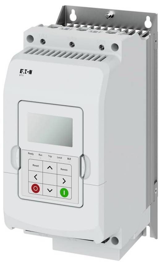 Cyfrowy panel sterowania dla urządzenia elektrycznego, wyposażony w ekran, przyciski sterujące oraz solidną obudowę zamontowaną na wsporniku.