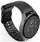 Czarny smartwatch wyświetlający godzinę i datę, 'PON 20', z ikoną pogody wskazującą temperaturę 34°F. Zegarek ma okrągłą tarczę i czarny pasek.