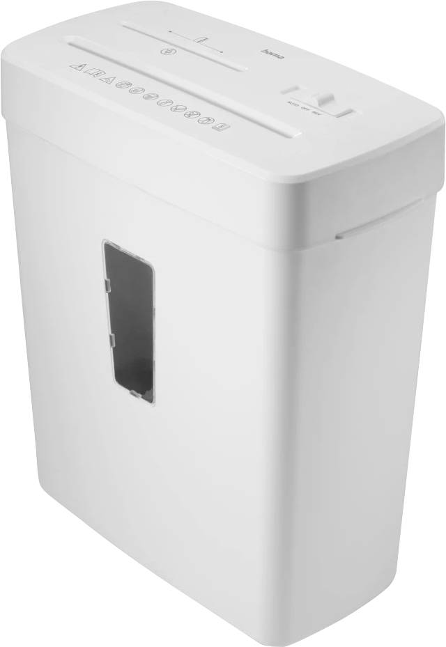 Шредер Hama Prime M50CD-W, 6 аркушів, 2 x 12 мм, P-5, 13 л. Також подрібнює кредитні картки