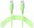 Zielony limonkowy kabel USB-C do USB-C z podświetlanymi symbolami błyskawicy na obu złączach, wskazujący na możliwość szybkiego ładowania.