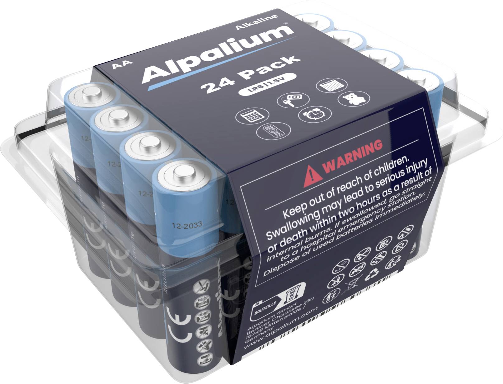 Батарейки Alpalium 12102406 AA, 1,5 В, лужно-марганцеві, 24 шт.