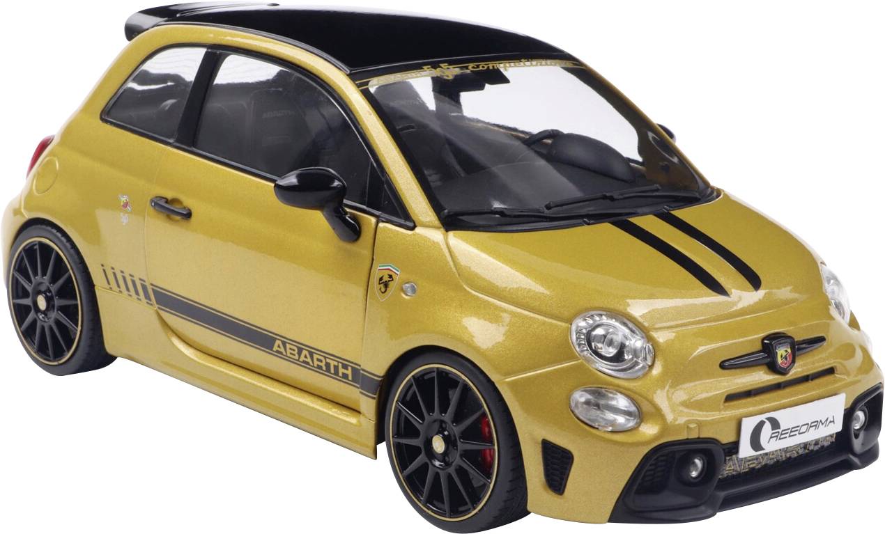 Модель автомобіля Solido Fiat F595 ABARTH SOLIDO WORKS жовтого кольору, готова модель автомобіля