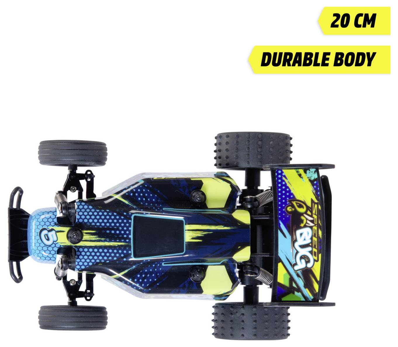 Samochód zabawkowy 'RC Bug' - cechy wyróżniające: długość 20 cm, wytrzymała obudowa z dokładną grafiką.