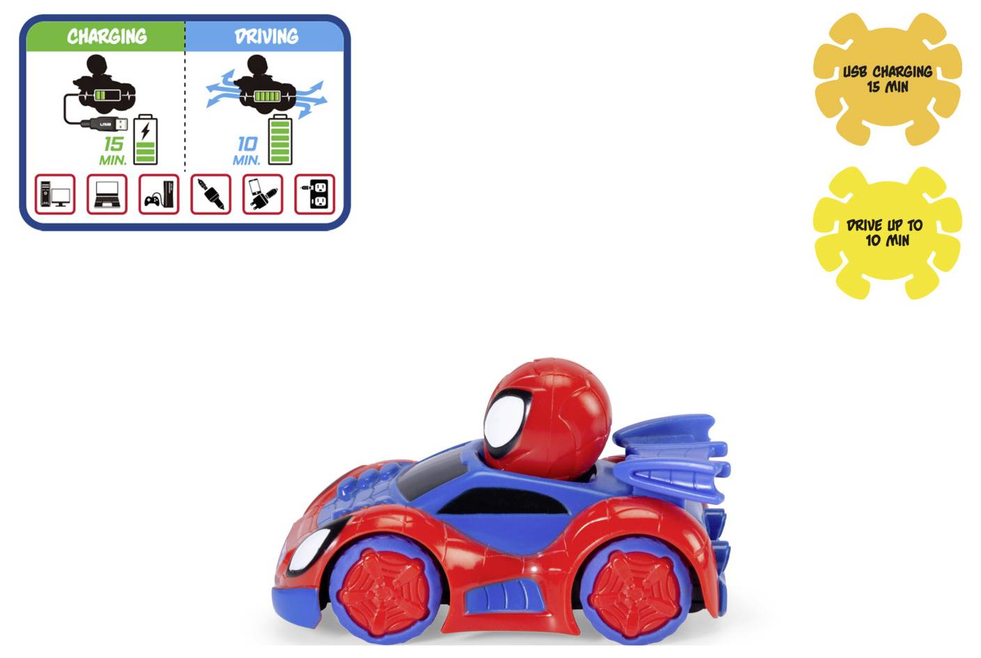 Dickie Toys 203222006 Радіокерований Spidey Web-Crawler 1:50 Радіокерований автомобіль для початківців Електричний гоночний автомо