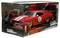 Czerwony model samochodu Chevrolet Camaro z 1969 roku w skali die-cast, umieszczony w pudełku z logo 'Fast & Furious', z pasami wyścigowymi i numerem 1.