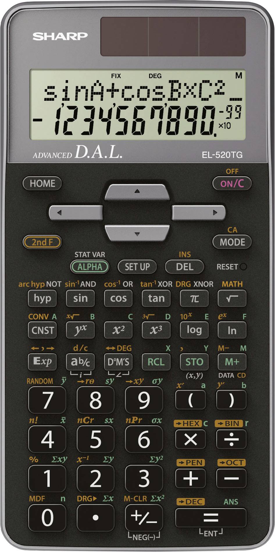 Шкільний калькулятор Sharp EL-520 T-GY Чорний, Фіолетовий (Ш x В x Г) 80 x 14 x 158 мм