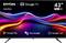 43" Full HD telewizor Dyon nexGo z funkcjami Google TV, w tym Google Play, Hey Google i Google Cast, wyświetlany na ekranie.