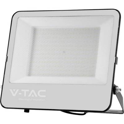Reflektor LED z logo 'V-TAC Meaningful Innovation', w eleganckiej prostokątnej obudowie. Odpowiedni do oświetlenia zewnętrznego.