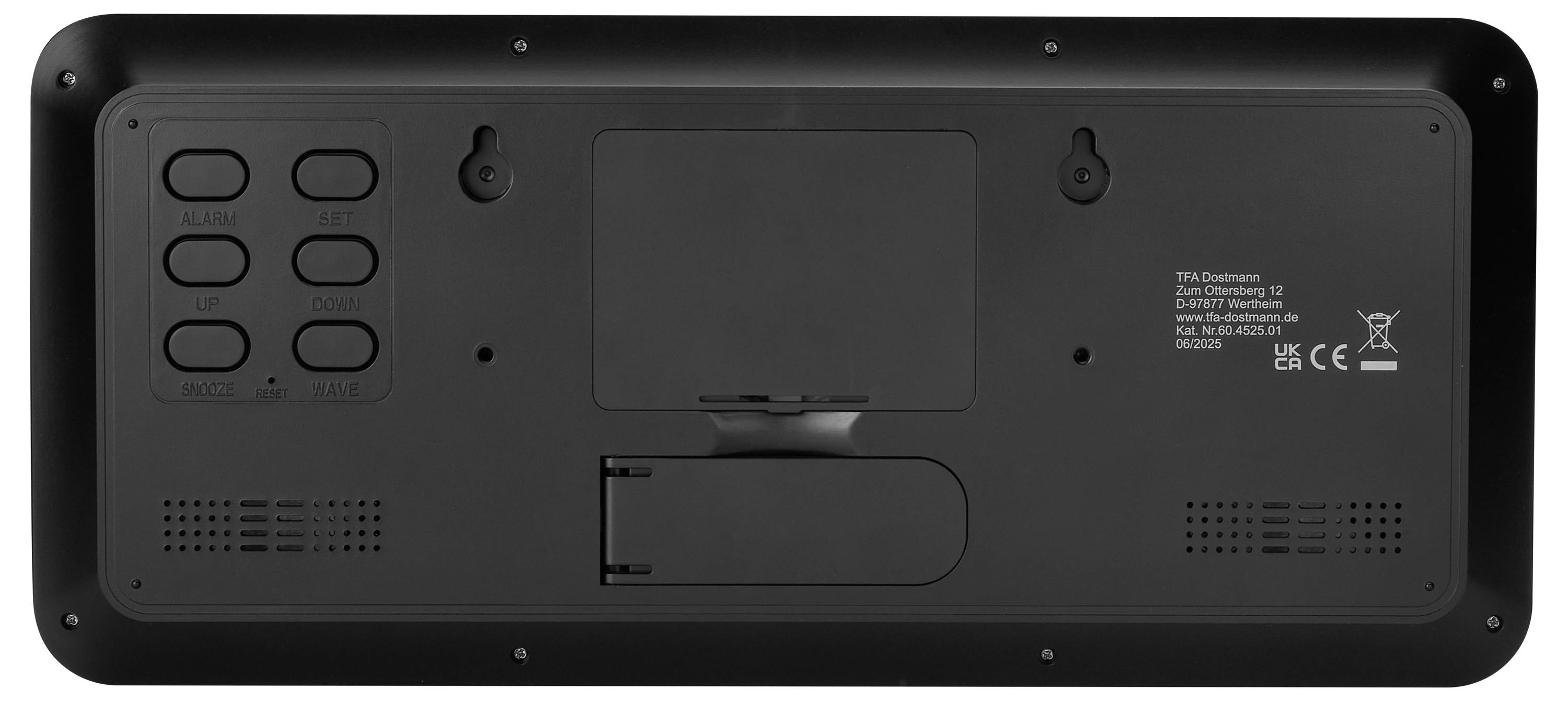 Настінний годинник TFA Dostmann 60.4525.01 з радіокеруванням, 356 мм x 161 мм x 27 мм, чорний, з великим дисплеєм