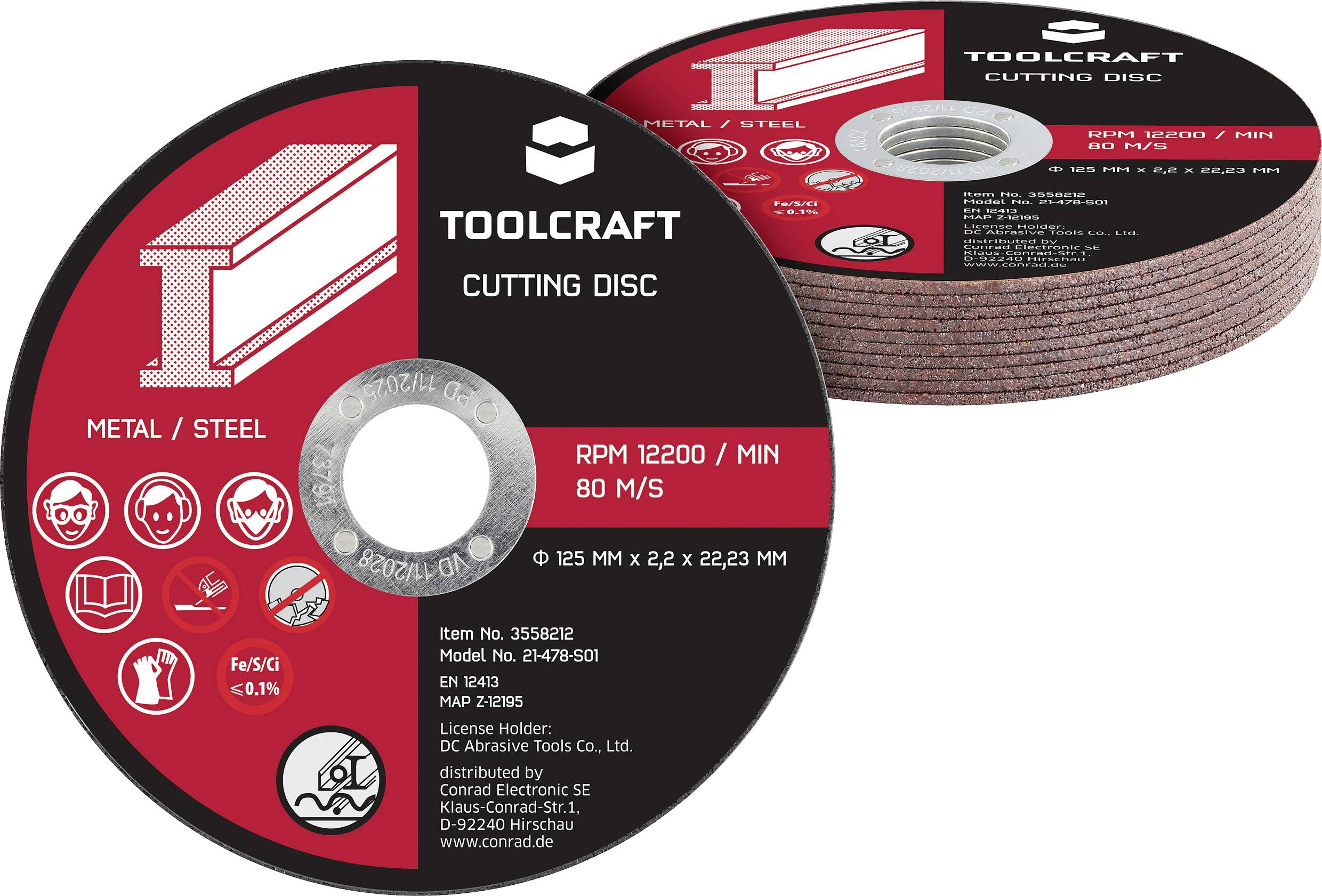 Набор отрезных дисков TOOLCRAFT TO-10674636 125 мм, 10 шт.