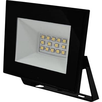 Czarna lampa halogenowa LED z prostokątną ramą i wieloma małymi światłami LED wewnątrz, ustawiona pod kątem.