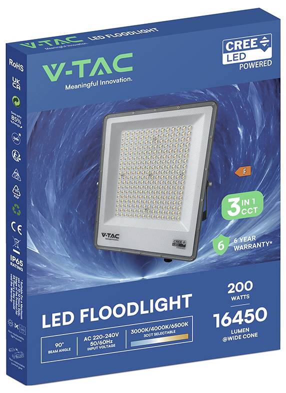 V-TAC VT-44209CCT 240706 Вуличний світлодіодний точковий світильник EEK: F (A - G) 200 Вт