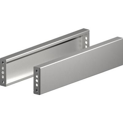 Dwa metalowe prostokątne bloki z serią otworów z jednej strony, ustawione równolegle względem siebie na jednolitym tle.