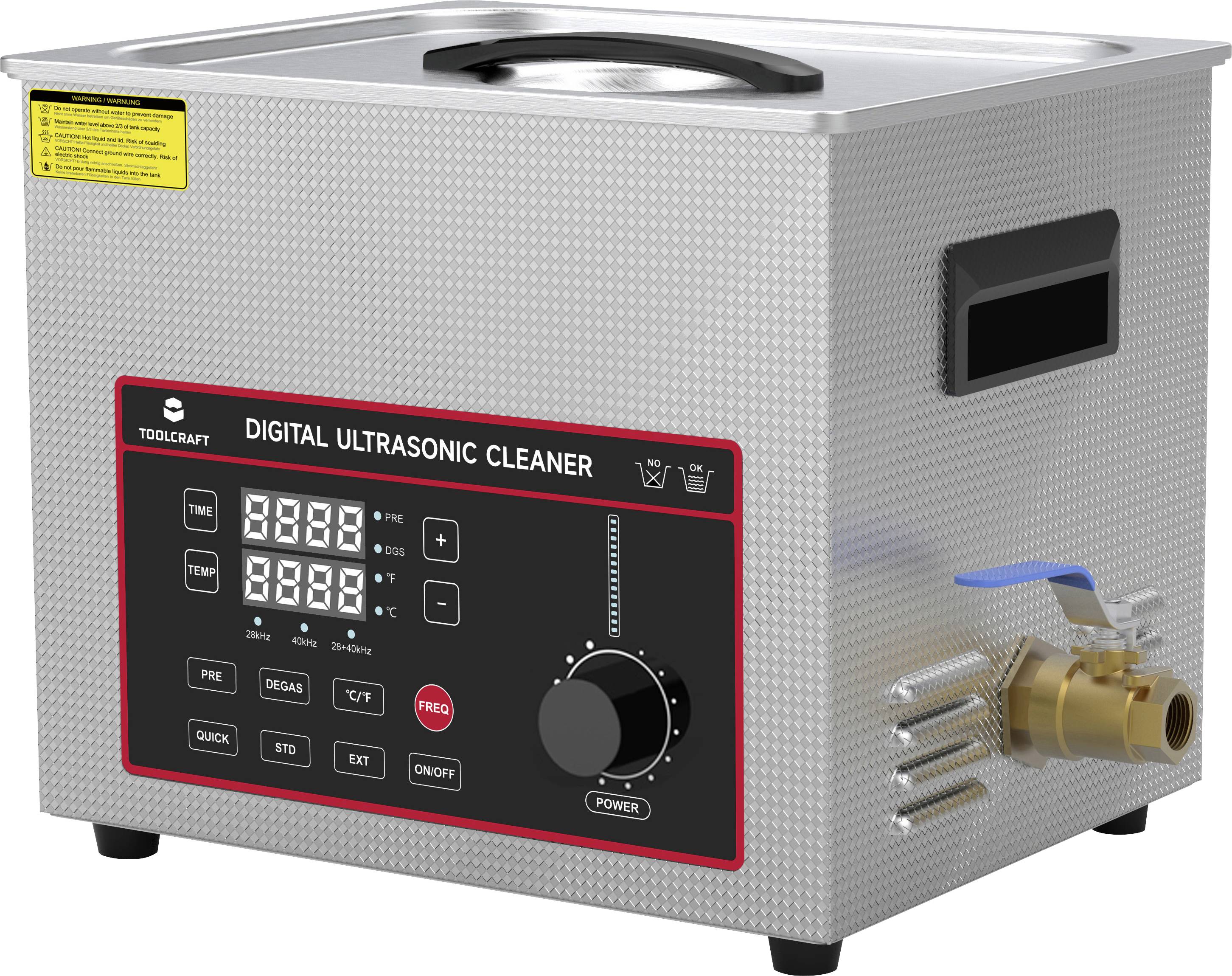 Myjka ultradźwiękowa TOOLCRAFT DUSC-1000 TO-10767717, 10 l, 300 x 240 x 150 mm