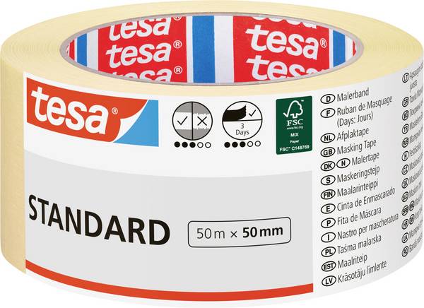 Taśma malarska tesa  05089-00000-03 STANDARD (D x S) 50 m x 50 mm 50 m 1 szt.