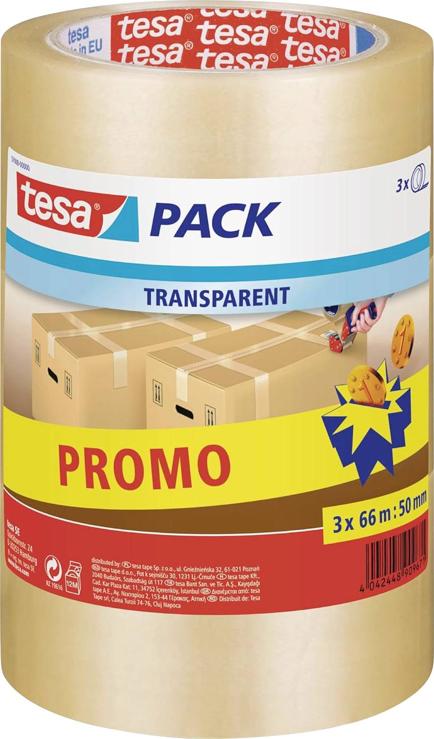 tesa tesapack® 57008-00000-02 клейка стрічка (Д x Ш) 66 м x 50 мм 66 м 1 шт.