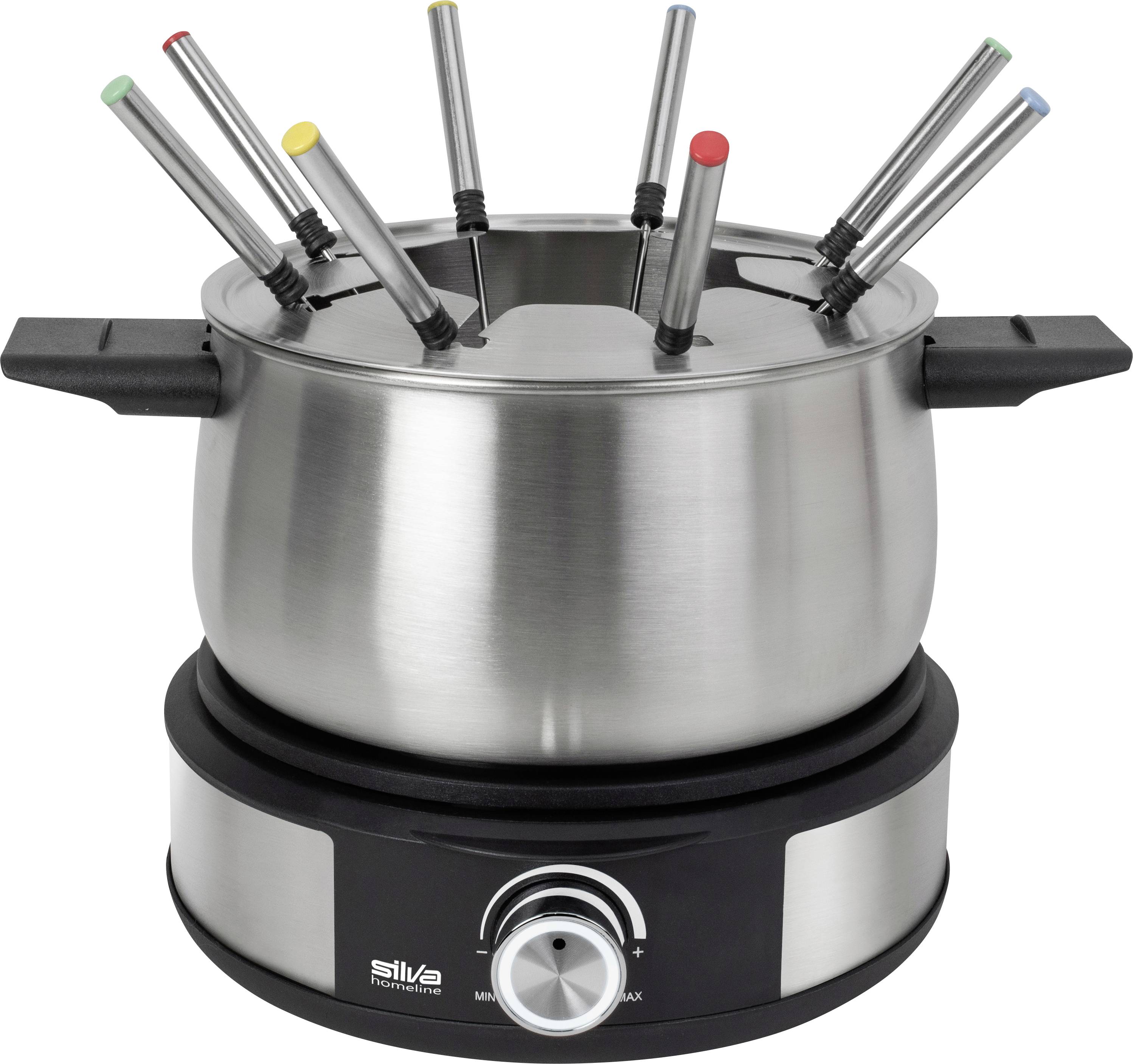 Фондю, Silva, PK-F 140 1500 Вт захист від перегріву, 8 виделок для фондю, чорний колір, нержавіюча сталь
