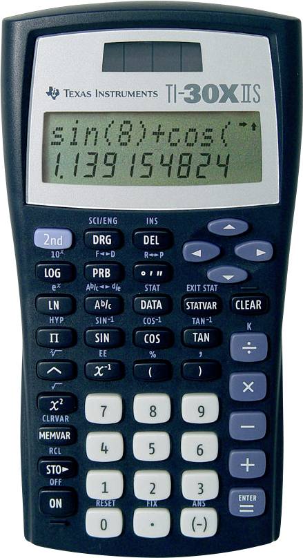 Карманный калькулятор Texas Instruments TI 30 X II S, черный, на батарейках и от солнечной энергии (Ш x В x Г): 172 x 31 x 247 мм.