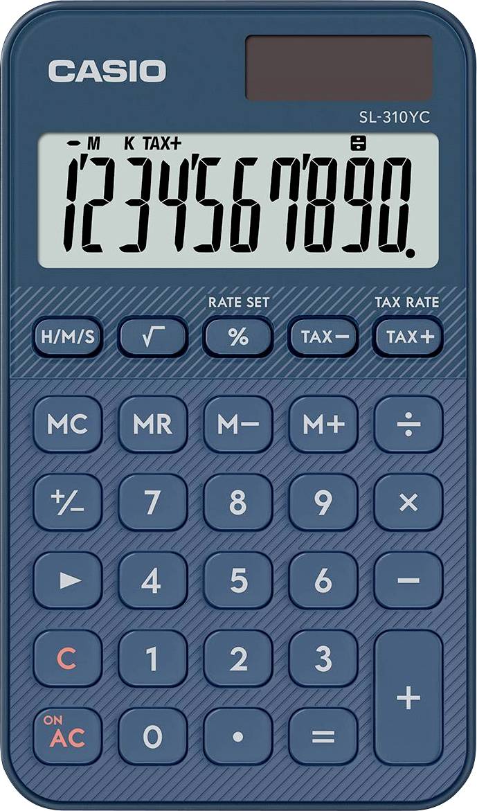 Кишеньковий калькулятор Casio neu темно-синього кольору (Ш x В x Г) 70 x 8,6 x 120 мм