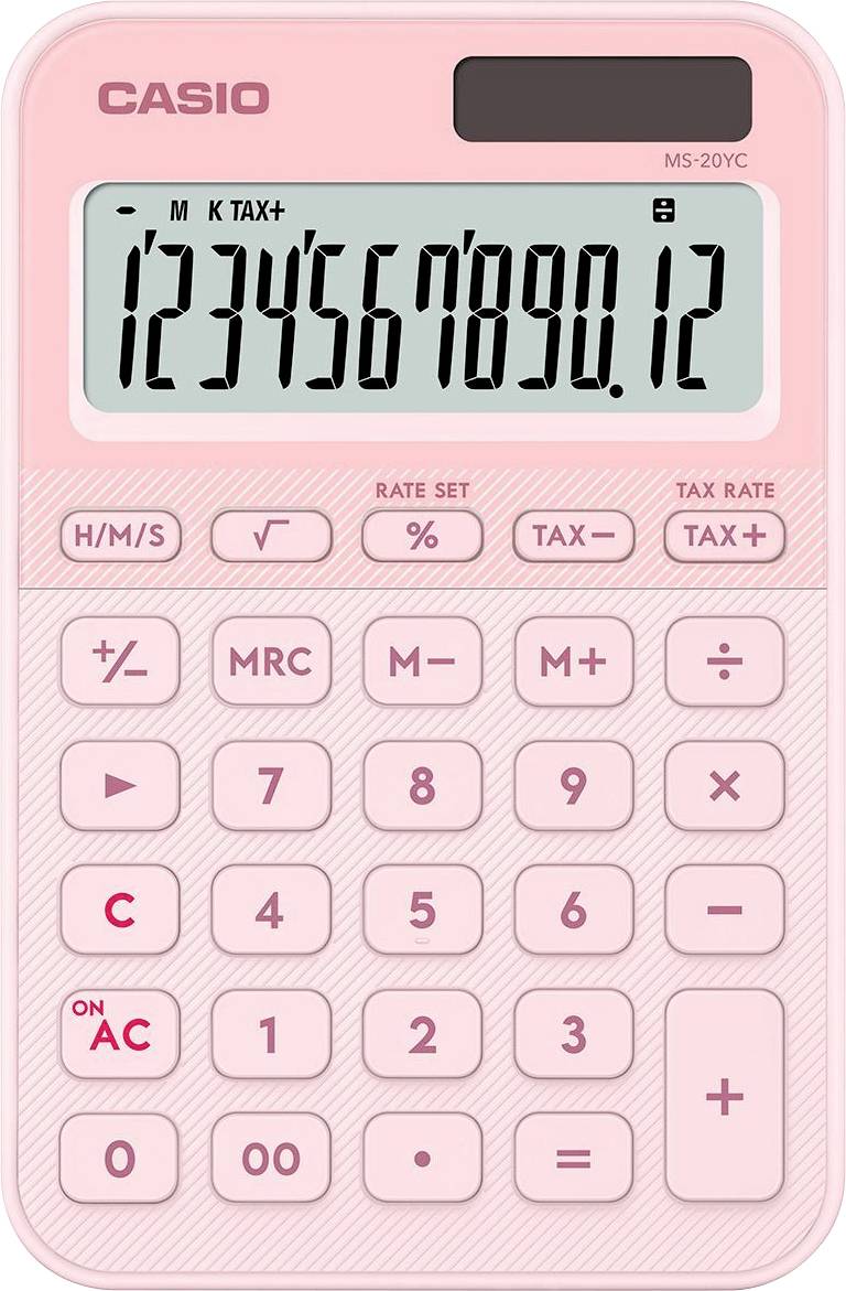 Настільний калькулятор Casio neu світло-рожевого кольору (Ш x В x Г) 101 x 18 x 154,5 мм