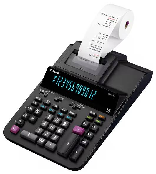 Настільний калькулятор Casio neu з функцією друку, чорний, дисплей: 12 (Ш x В x Г) 204,5 x 111,2 x 376,5 мм