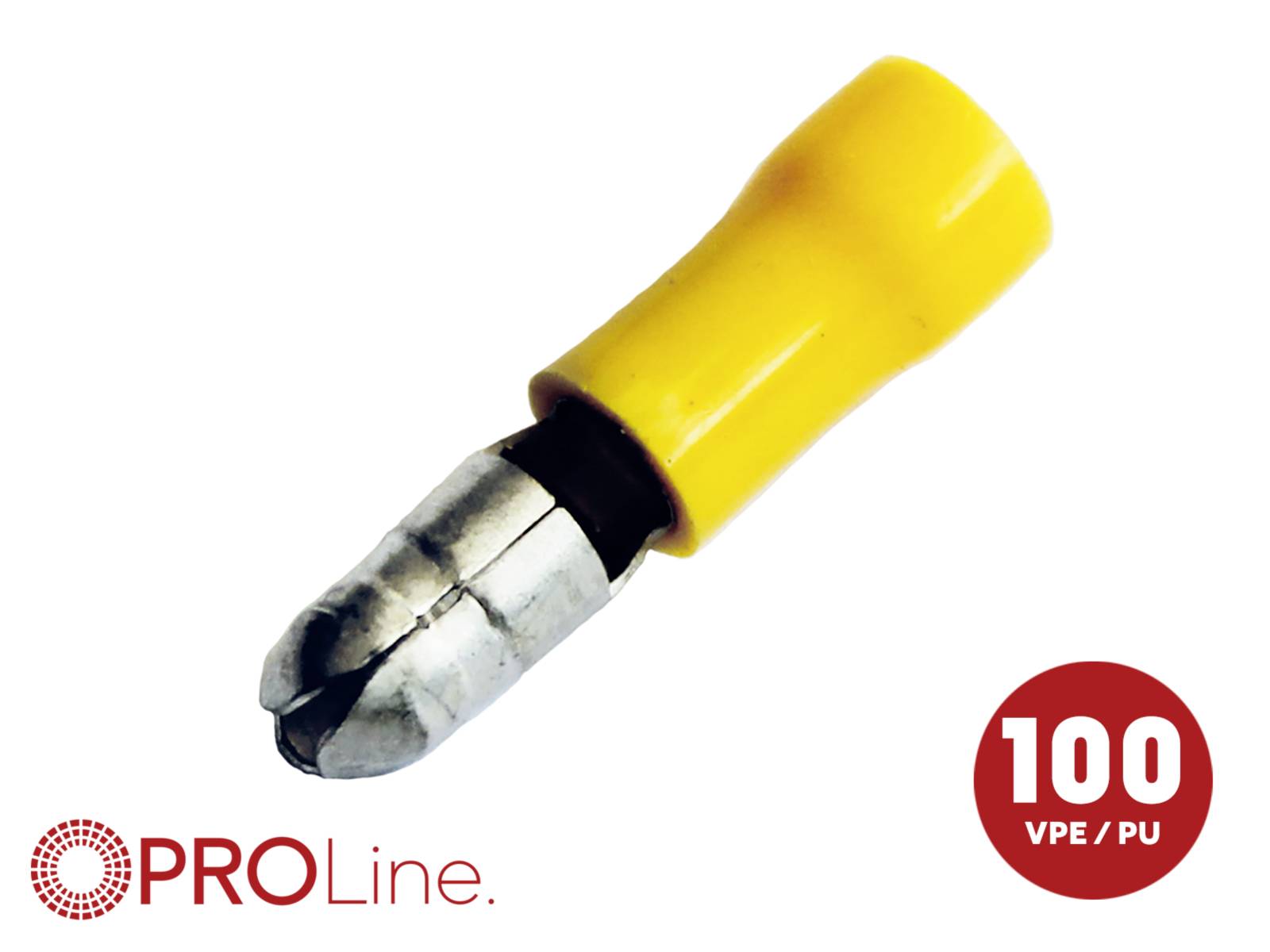 Круглый разъем ACV 340025-3-0-p. Диаметр контактов: 5,0 мм, с полной изоляцией, желтый цвет. 1 шт.