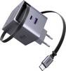 UGREEN Nexode Pro X615 65W GaN Charger Adapter ładowania 65 W 2x USB-C®, 1x USB-A QC 2.0, QC 3.0, QC 4+, Power Delivery 3.0, PPS szary do użytku przenośnego GaN