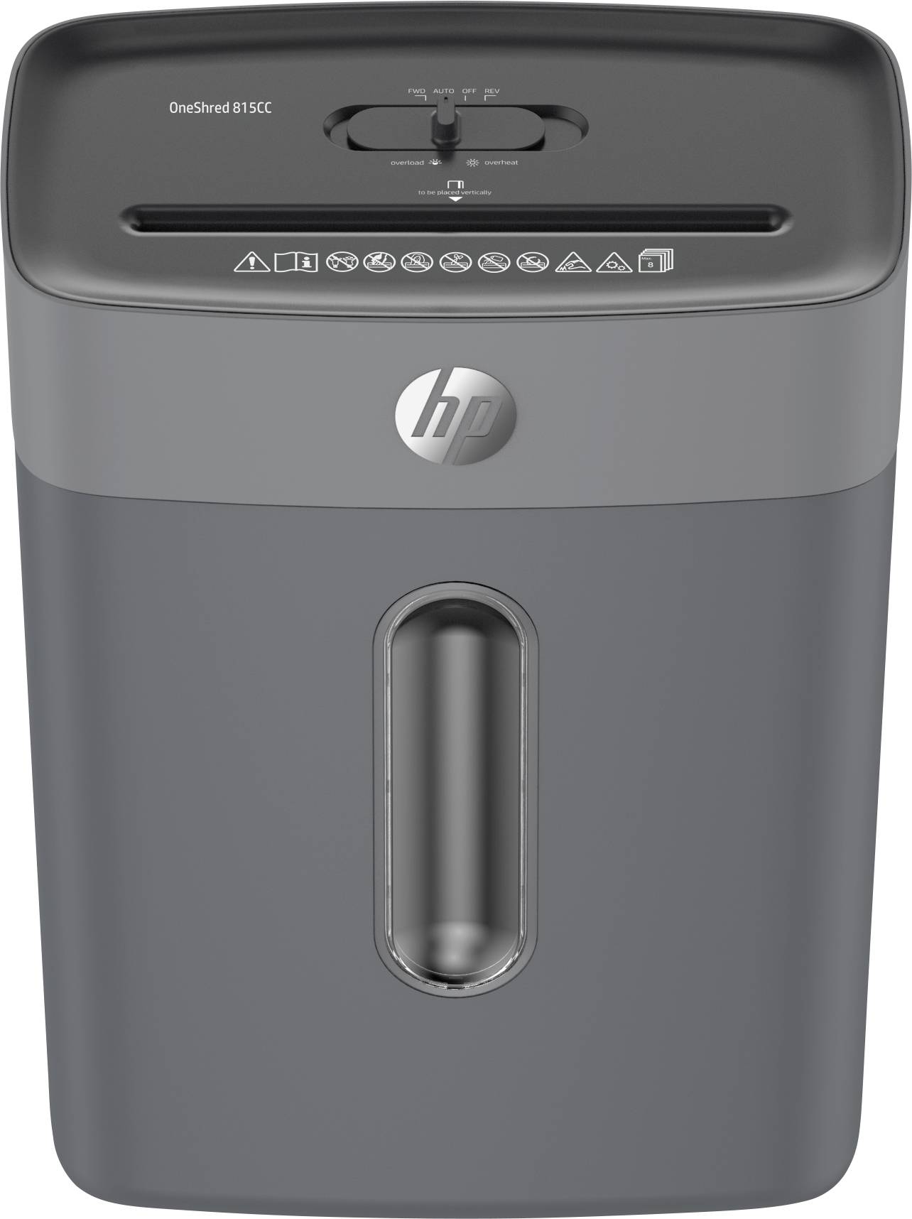 Шредер HP OneShred 815CC на 8 аркушів. Дрібний різ. P-4 15 л. Також подрібнює скріпки, скоби та кредитні картки.