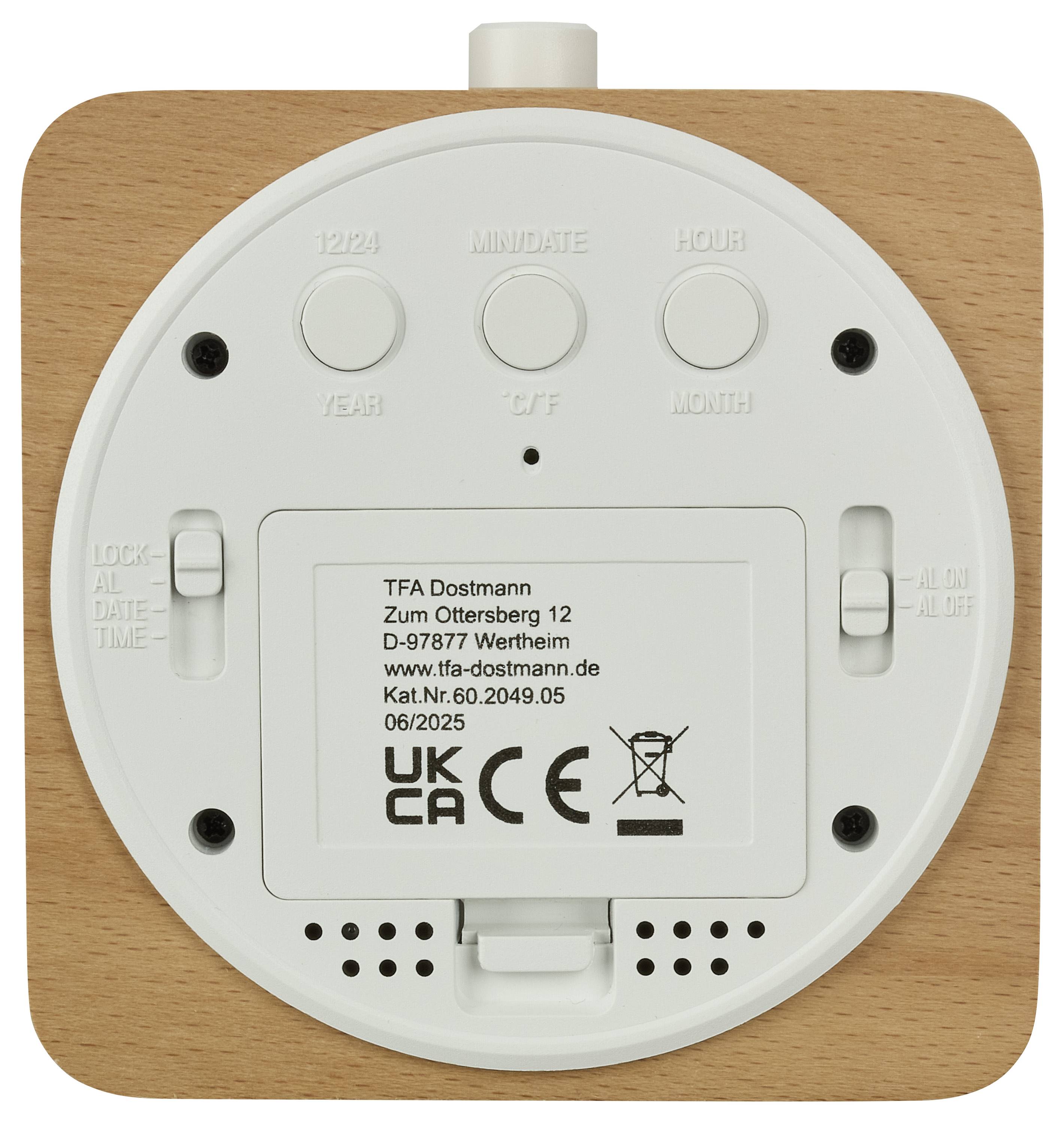 Будильник TFA Dostmann Digitaler Wecker з Buche-Rahmen 60.2049.05, коричневий, бук