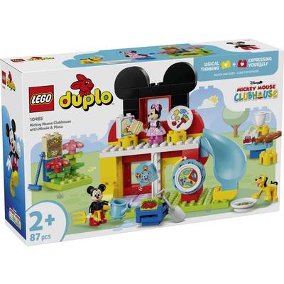 Zestaw LEGO DUPLO Klub Myszki Miki z domkiem z klocków, figurkami Miki i Minnie oraz zabawkami na opakowaniu. Dla dzieci w wieku 2+, rozwijający myślenie logiczne i kreatywność.