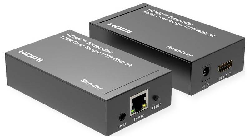 Roline 14.01.3641 HDMI, RJ45, IR (podczerwień) Przedłużacz HDMI over IP przez sieć domową (na podstawie IP) 120 m-0