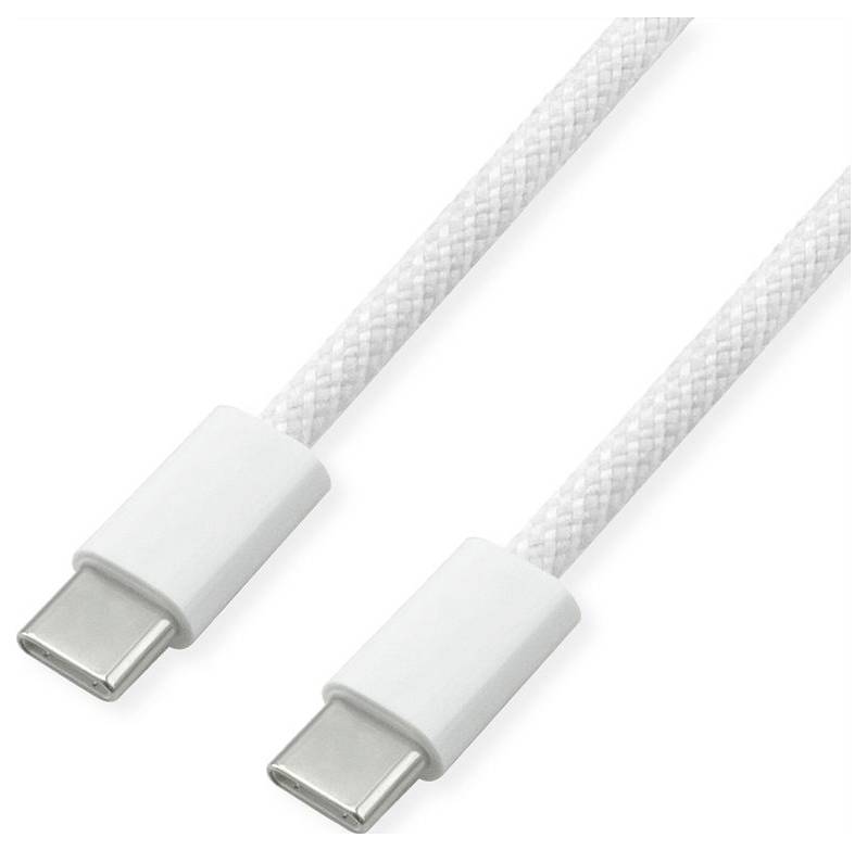 Value USB-C Kabel USB 2.0 Złącze męskie USB-C®, Złącze męskie USB-C® 2 m biały konstrukcja elastyczna, Materiałowy płasz-1