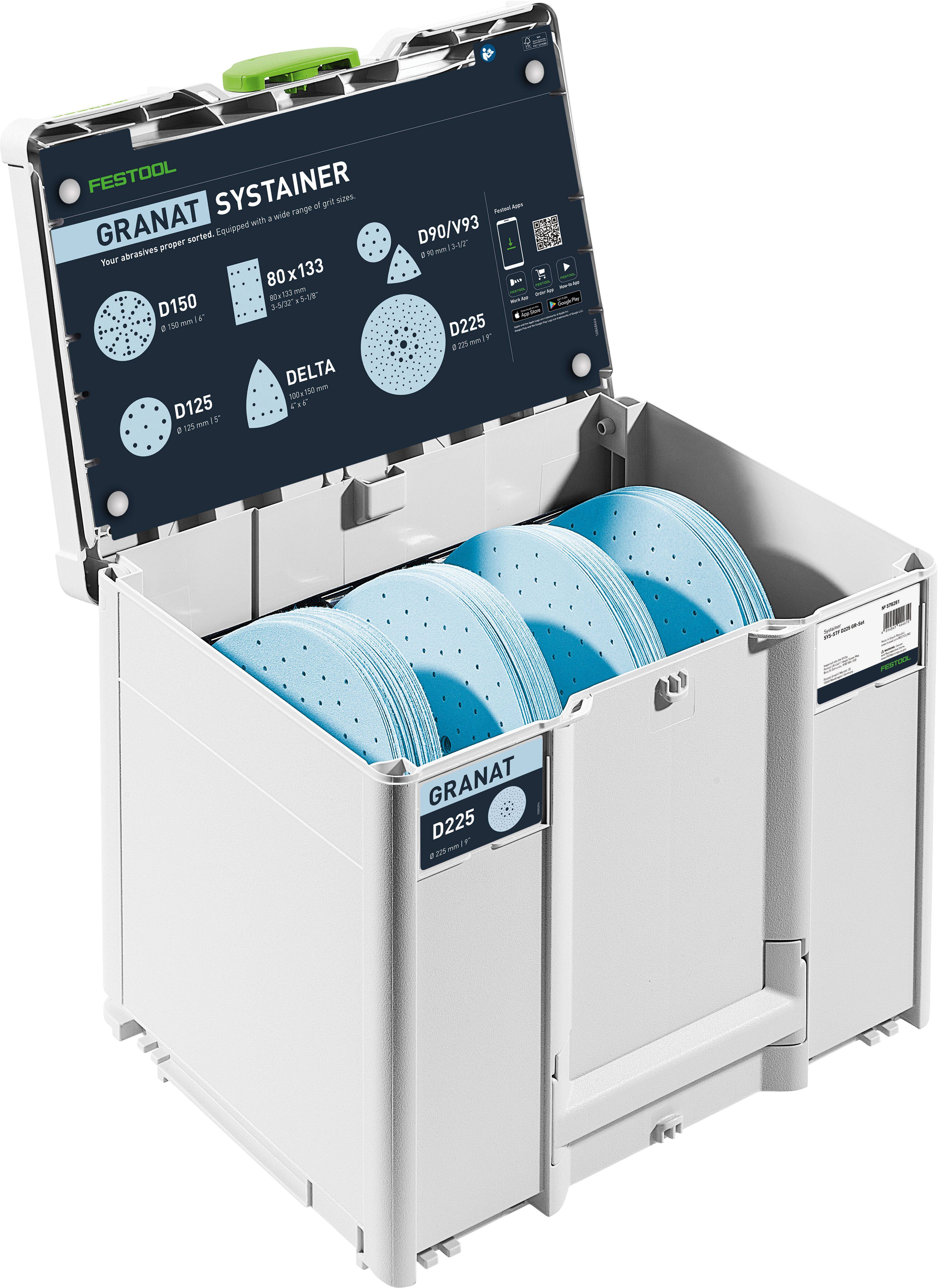 Шліфувальні диски Festool 578281 Діаметр 225 мм Зернистість = 80, 120, 180, 220 1 шт.