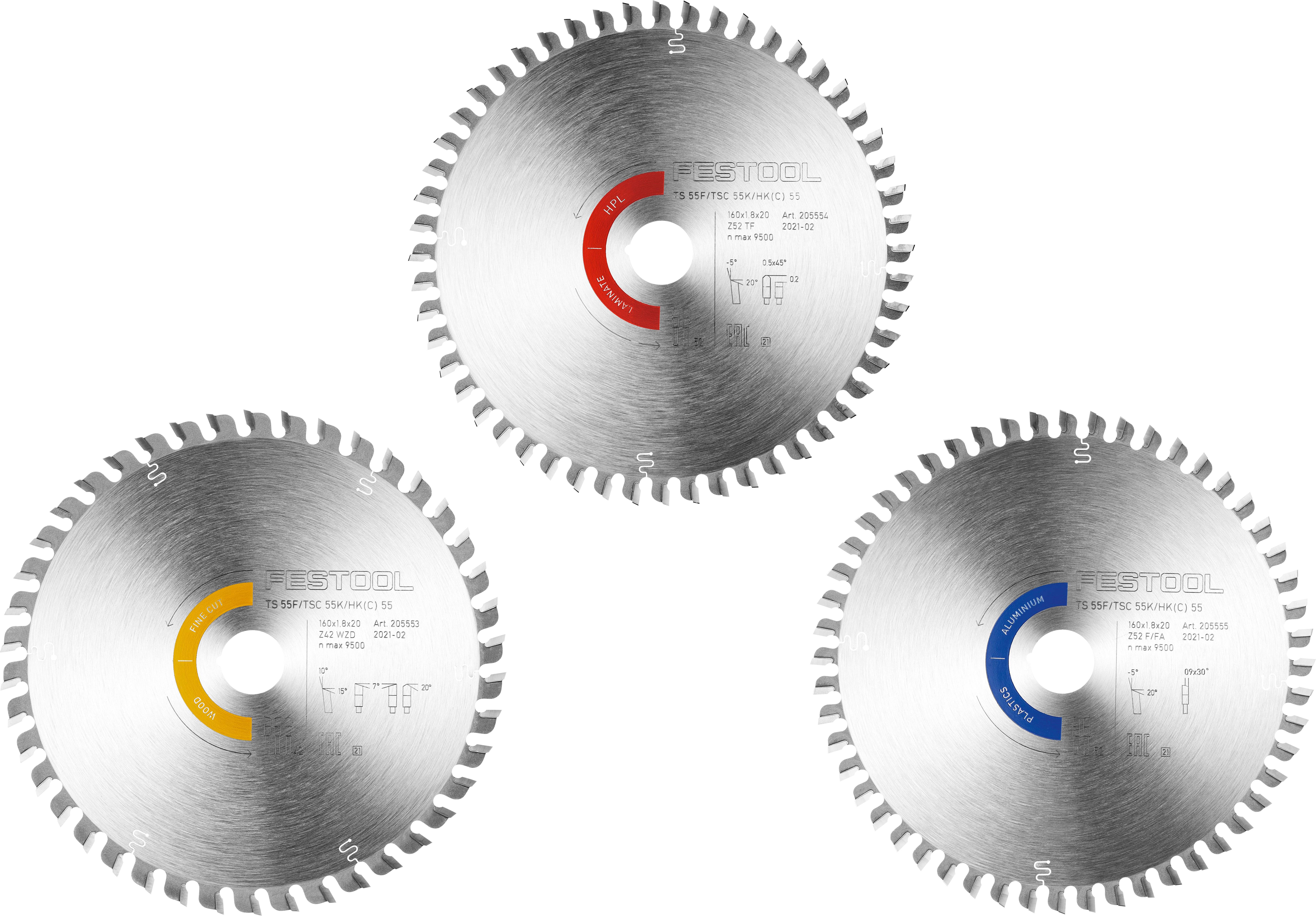 Набір дисків відрізних Festool KSB-SORT/3 W/L/A 160x1.8 160x20x1.20 мм 1 шт.