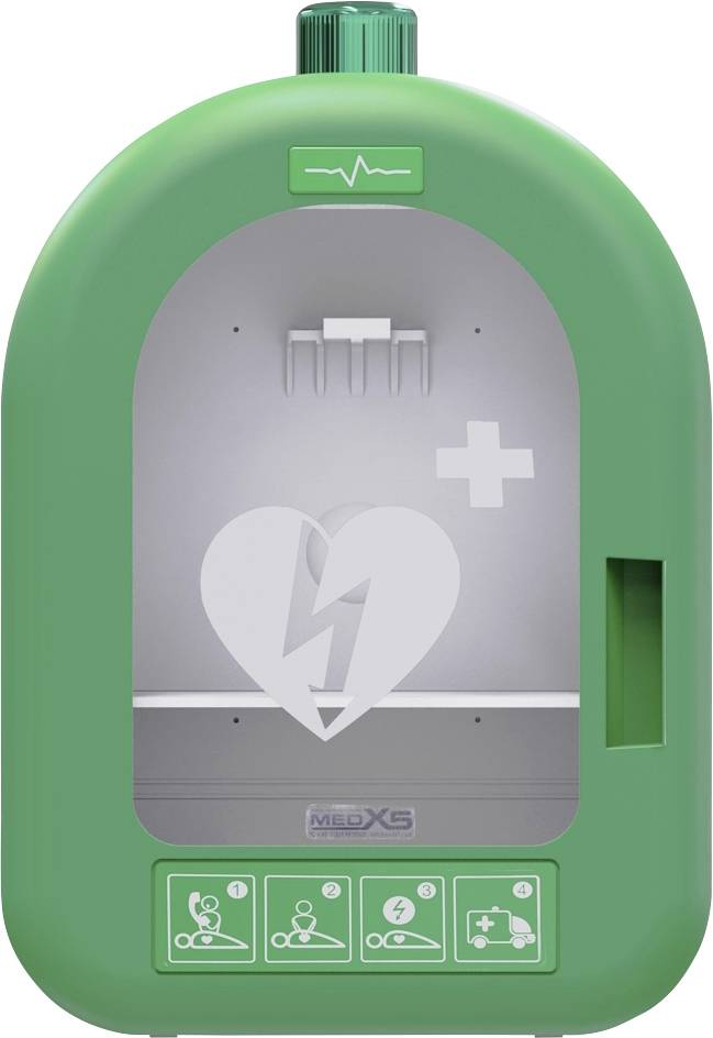 MEDX5 Universal AED-PVC-Innenwandkasten mit akustischem und optischem Alarm, grün Skrzynka ścienna defibrylatora DEFI do