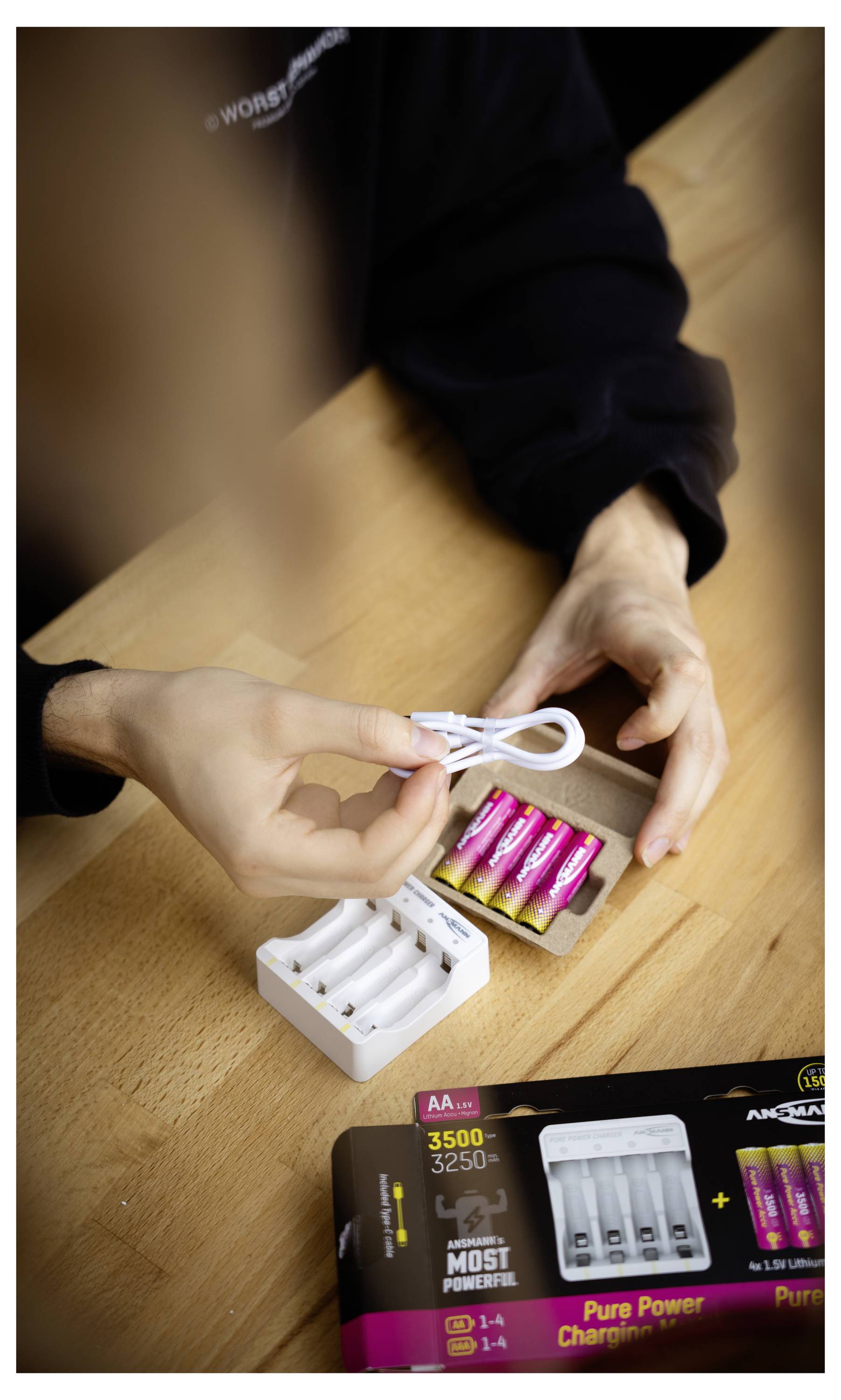 Akumulator AA/R06 Ansmann Pure Power Set 4× Mignon AA Akkus und Lademodul 1001-0183, NiMH, 3250 mAh, 1.5 V, 1 szt.-9