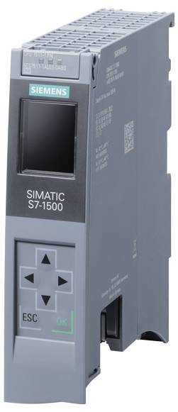 Kontroler automatyki przemysłowej „Siemens SIMATIC S7-1500", szary z ekranem i przyciskami, przeznaczony do precyzyjnego sterowania i monitorowania.