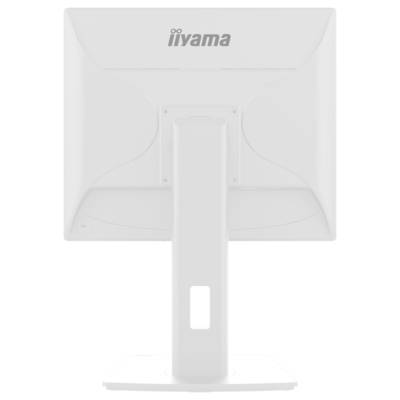 Obraz pokazuje tył monitora komputerowego firmy iiyama z widocznym stojakiem i logiem marki na górze.