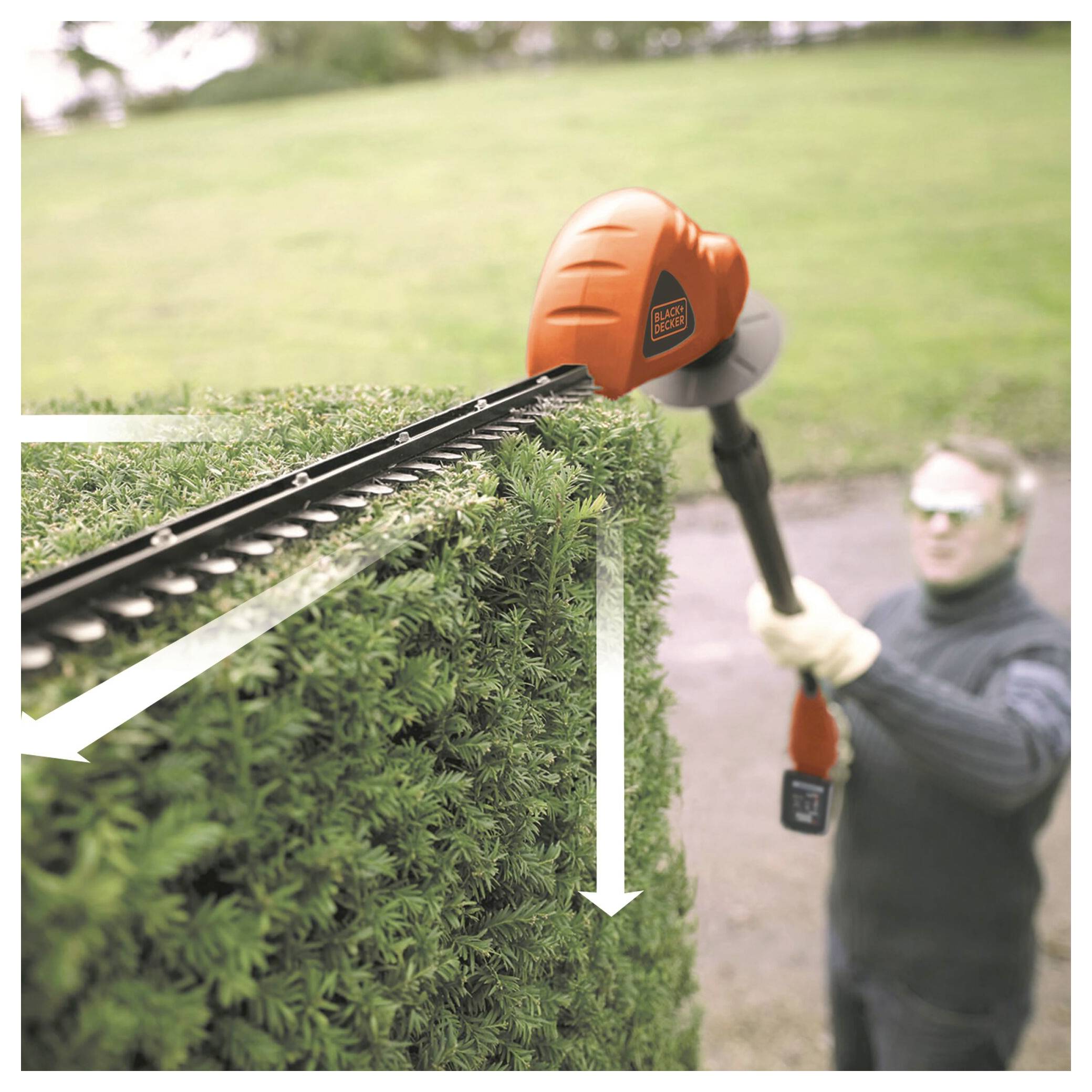 Акумуляторний тример для живоплоту Black & Decker з акумулятором, зарядним пристроєм 18V Li-Ion 430 мм