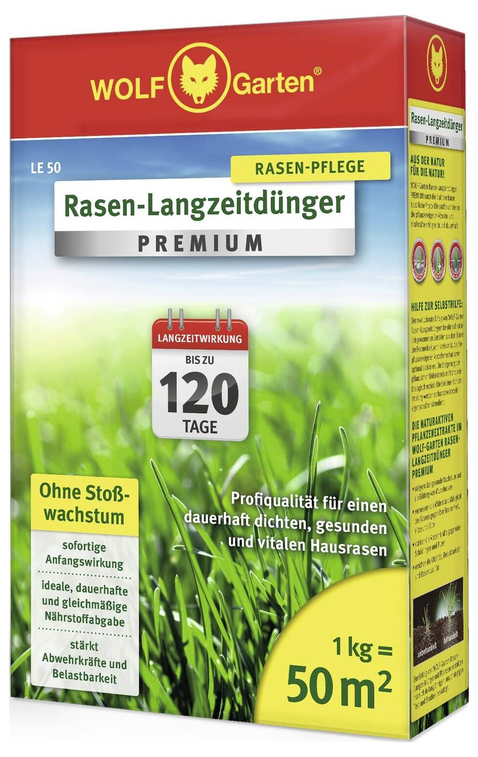 WOLF-Garten 3830010-MT WOLF-Garten - Преміальне добриво для газону з тривалим ефектом, 120 днів LE 50 1 шт.