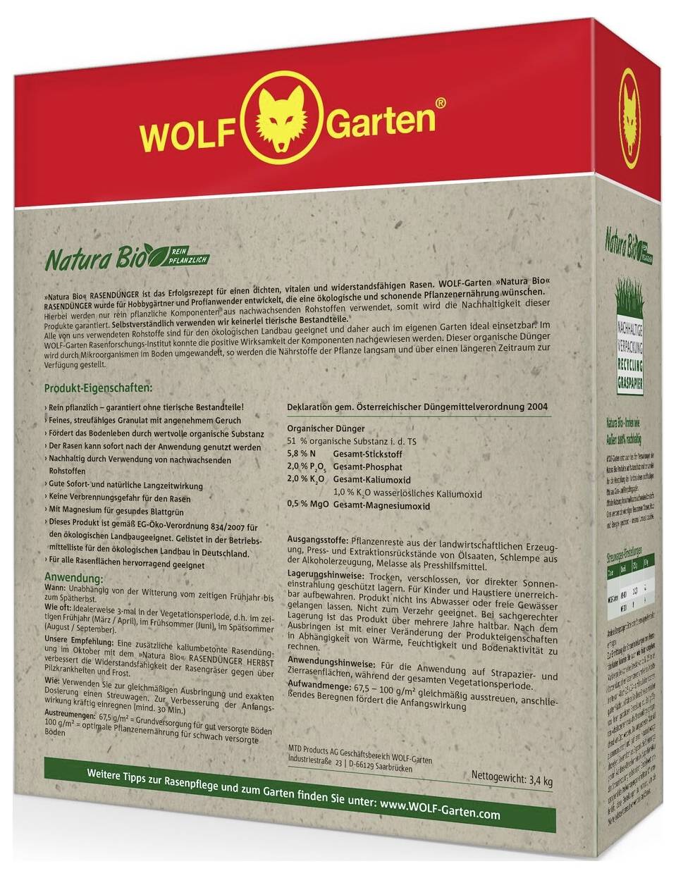 WOLF-Garten 3852012 WOLF-Garten - Добриво для газону 