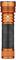 Pomarańczowa latarka z teksturowanym czarnym uchwytem, wyświetlająca „CCT: 5700-7000K" i certyfikaty bezpieczeństwa.