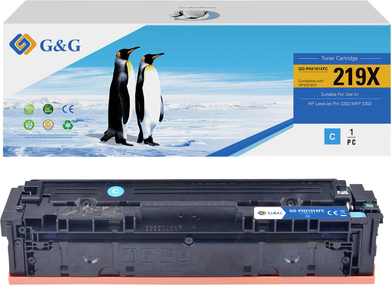 Тонер-картридж G&G HP 219X + W2191X блакитний GG-PH2191XFC