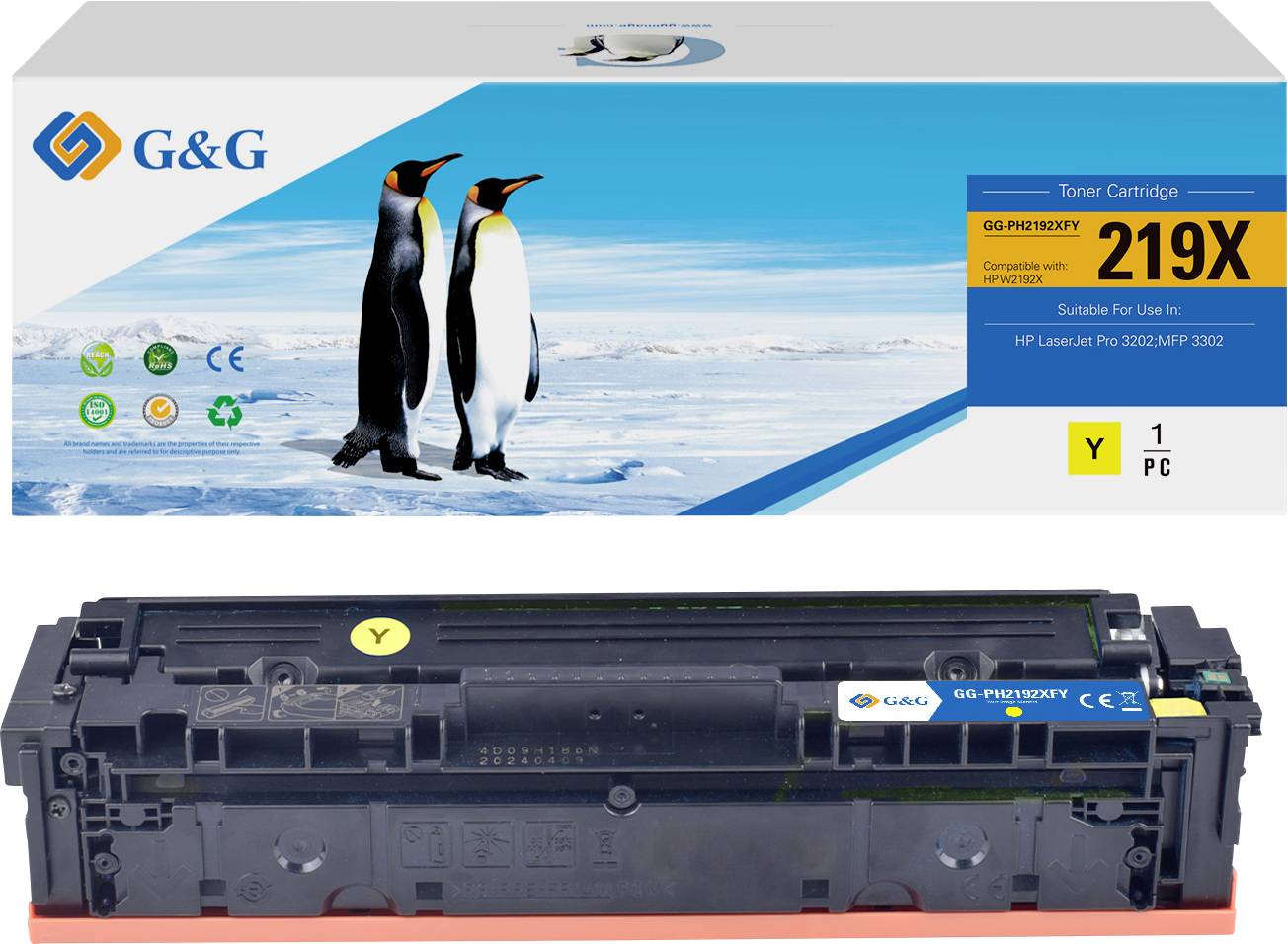 Сумісний тонер-картридж G&G HP 219X + W2192X жовтий GG-PH2192XFY