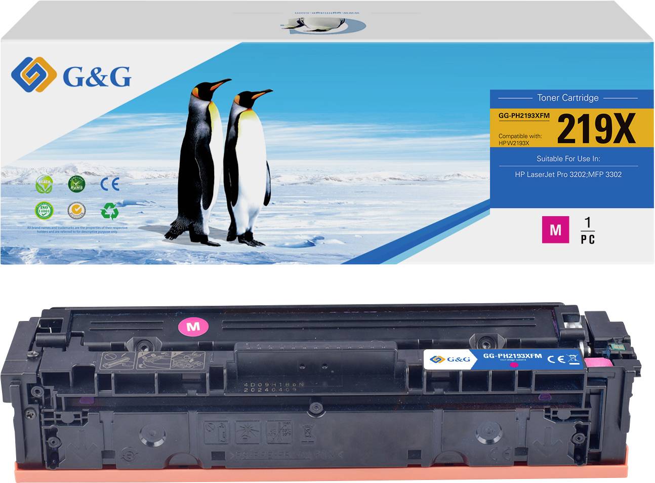 Замінний тонер G&G HP 219X + W2193X Magenta GG-PH2193XFM