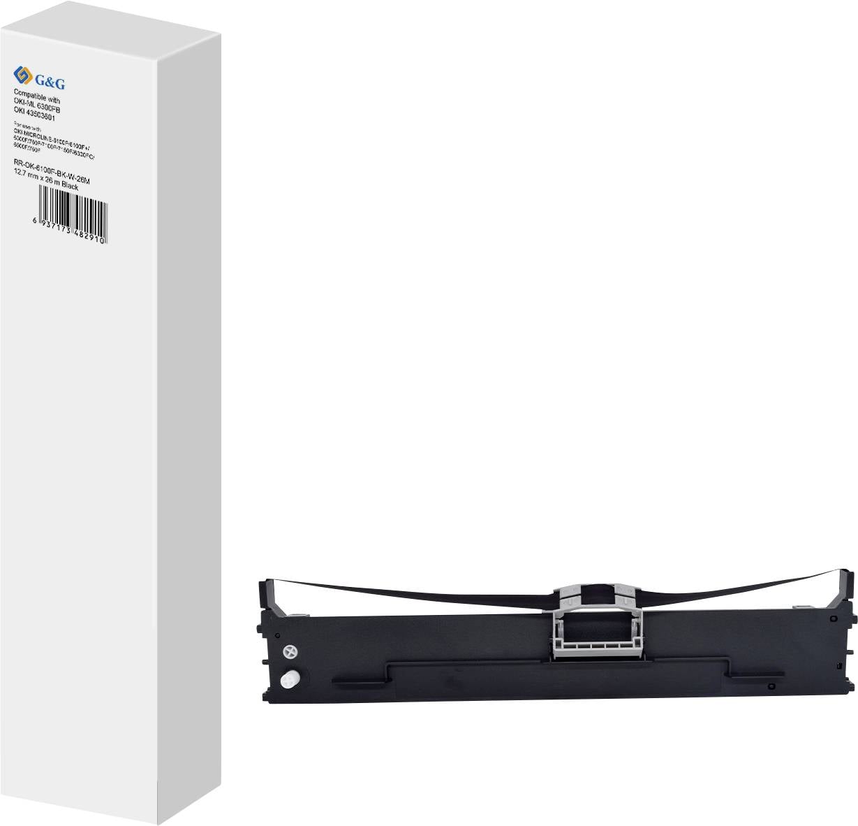 Стрічка для принтера G&G RR-OK-6100F-BK-W-26M, сумісна з OKI, чорна, 1 шт.