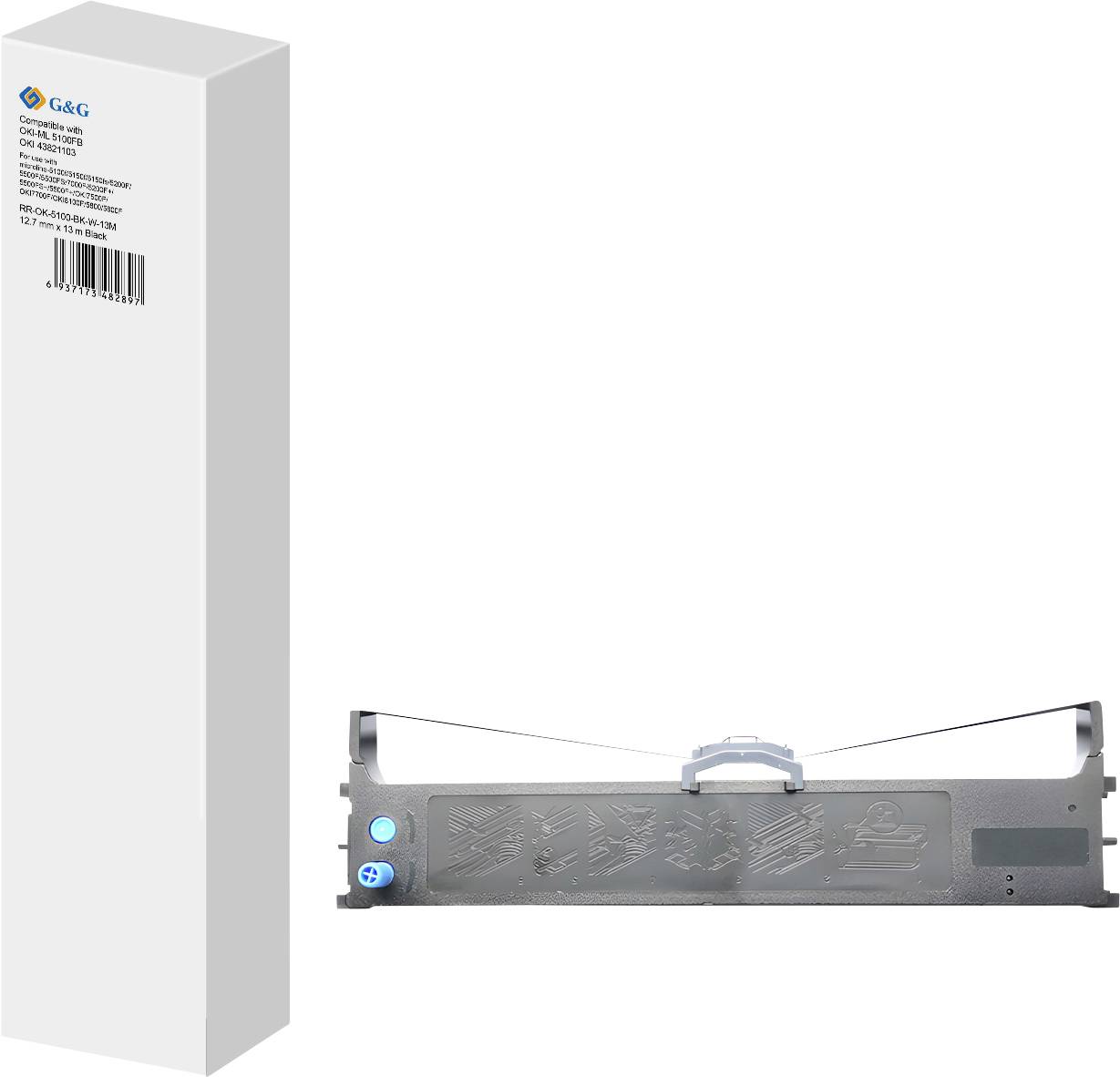 Стрічка фарбувальна G&G RR-OK-5100-BK-W-13M Сумісна з марками принтерів: OKI Black 1 шт.