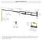 Diagram specyfikacji pokazujący wymiary systemu barierki teleskopowej: 305 cm w pełni rozłożony, 153 cm złożony, z maksymalną długością kabla 1,8 cm.