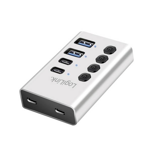 LogiLink UA0446 USB-Hub 2+2 Porty USB-A, USB-C® USB 3.2 Gen1 5 GBit/s aluminiowy UA0446