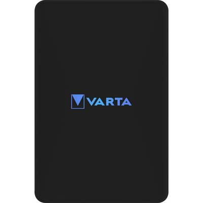 Czarna powerbank z logo VARTA w kolorze niebieskim pośrodku.
